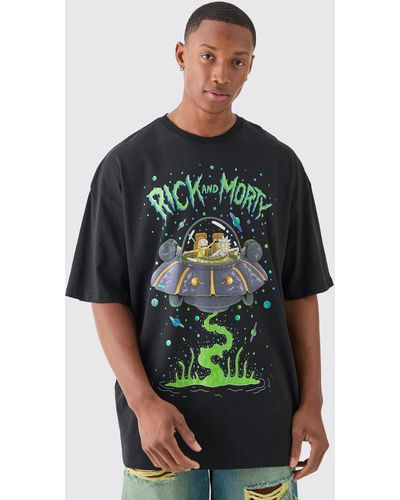 BoohooMAN Tall Rick And Morty T-shirt In Black - Grün