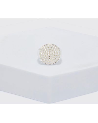 BoohooMAN Iced Signet Ring - White