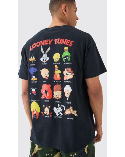 BoohooMAN Oversized Looney Tunes Character License T-shirt - Blue