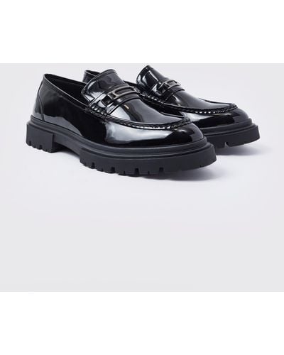 BoohooMAN Chunky Patent Loafer - Black