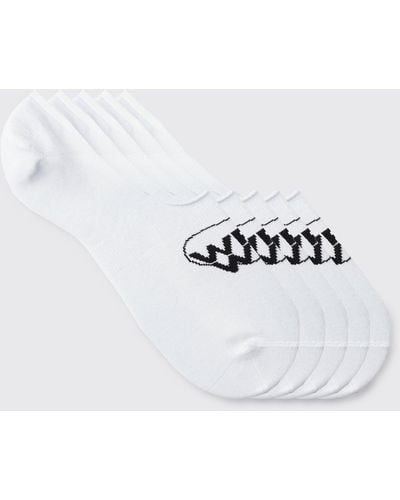 Boohoo 5 Pack Worldwide Logo Invisible Socks - White