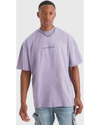 BoohooMAN Oversized Heavyweight Extended Neck T-shirt - Purple