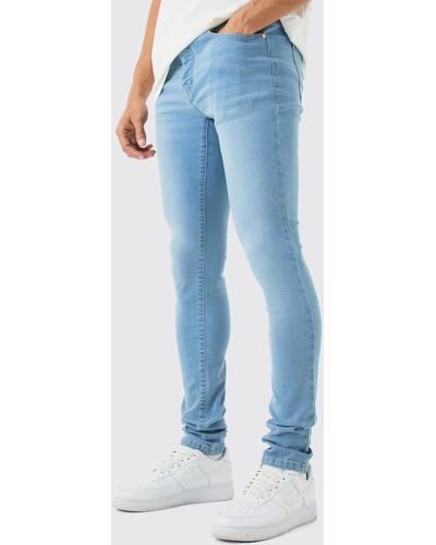 BoohooMAN Skinny Stretch Stacked Jean In Light Blue