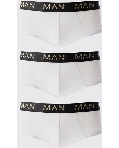 BoohooMAN 3 Pack Gold Man Dash Boxers In White - Grau