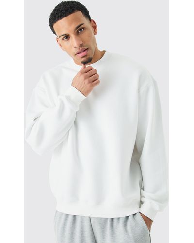 BoohooMAN Oversized Extended Neck Sweatshirt - White