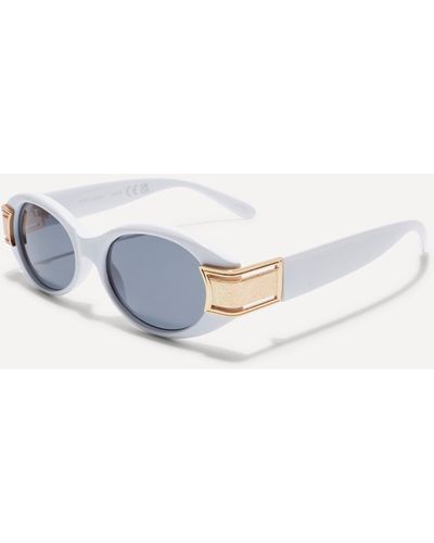 Boohoo Narrow Oval Hinge Detail Sunglasses - Blue