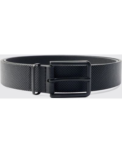 BoohooMAN Faux Leather Textured Belt - Black