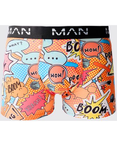 BoohooMAN Boxershorts mit Man Comic Print - Mehrfarbig