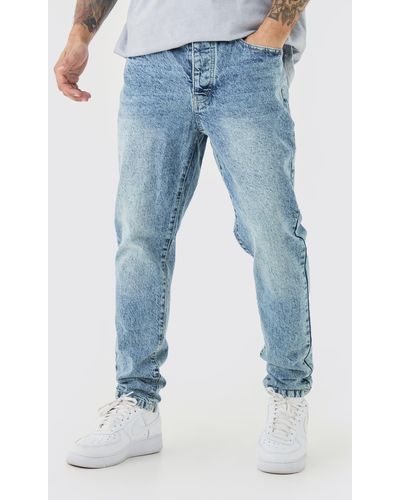 BoohooMAN Tapered Fit Rigid Jeans - Blue