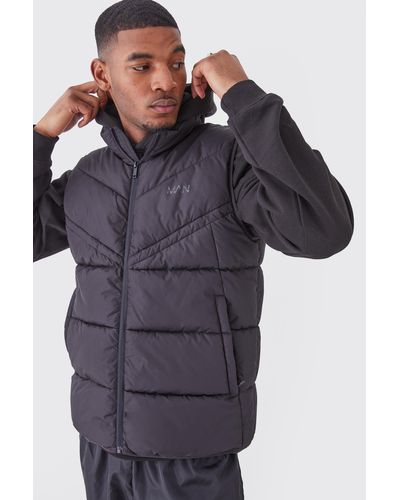 Boohoo Tall Dash Quilted Funnel Neck Gilet - Blue