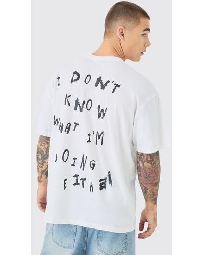 BoohooMAN Oversized Text Back Graphic T-shirt - Weiß