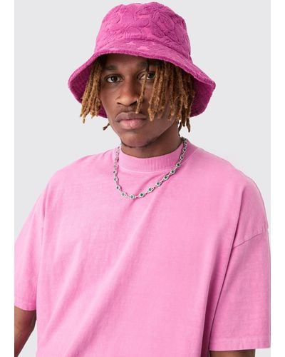 Boohoo Towelling Bucket Hat In Pink