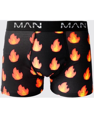 BoohooMAN Man Boxershorts mit Flammen-Print - Mehrfarbig