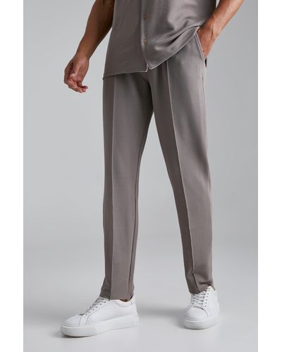 BoohooMAN Tall Skinny Jersey Textured Pants - Gray
