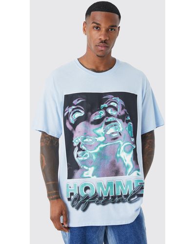 BoohooMAN Oversized Homme Graphic T-shirt - Blue