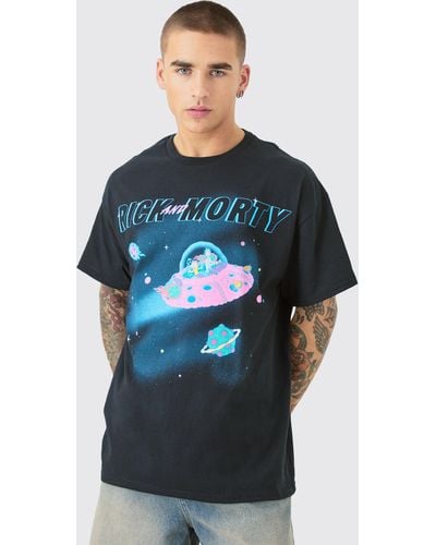 BoohooMAN Oversized Rick And Morty Space License T-shirt - Blau