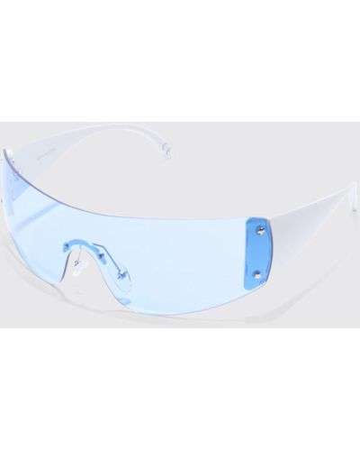 BoohooMAN Wrap Visor Sunglasses - Blue