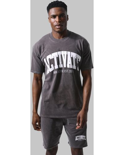 BoohooMAN Man Active Overdye Activate T-shirt - Grey