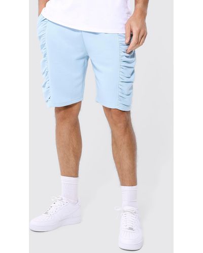 Boohoo Tall Relaxed Ruched Pintuck Jersey Short - Blue