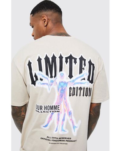 BoohooMAN Oversized Limited Edition Back Graphic T-shirt - Gray