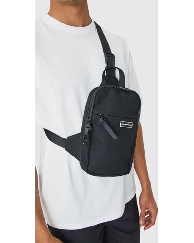 BoohooMAN Mini Cross Body Nylon Bag - Black
