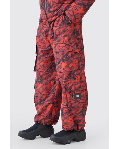 BoohooMAN Elasticated Waist Camo Cargo Pants - Red