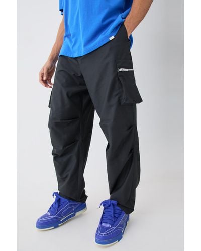 BoohooMAN Tailored Cargo Zip Pocket Trousers - Blau