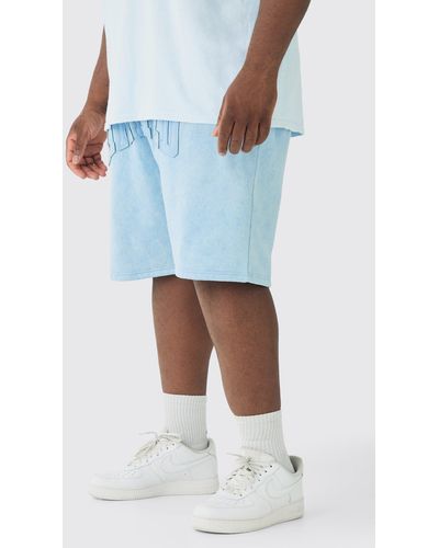 Boohoo Plus Oversized Limited Washed Jersey Shorts - Azul
