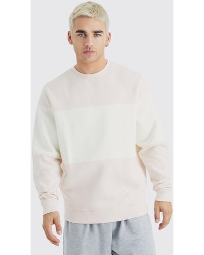BoohooMAN Color Block Sweater - White