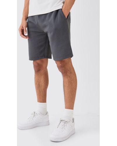 BoohooMAN Loose Fit Mid Length Basic Shorts - Blue