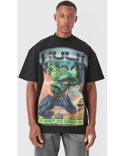 BoohooMAN Oversized The Hulk Large Scale License T-shirt - Green