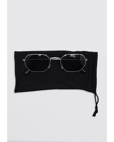 BoohooMAN Hexagon Sunglasses - Black