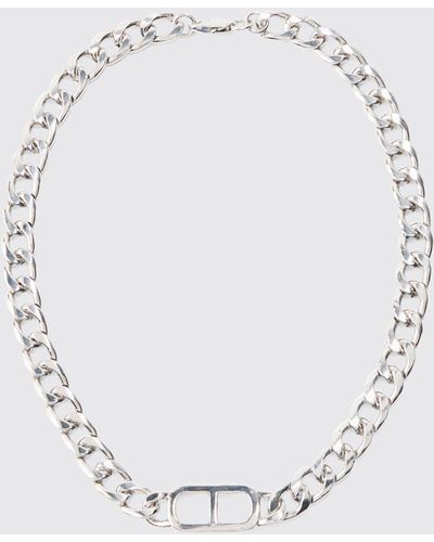 BoohooMAN Chunky Metal Necklace In Silver - Weiß