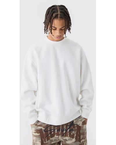 BoohooMAN Oversized Extended Neck Sweatshirt - White