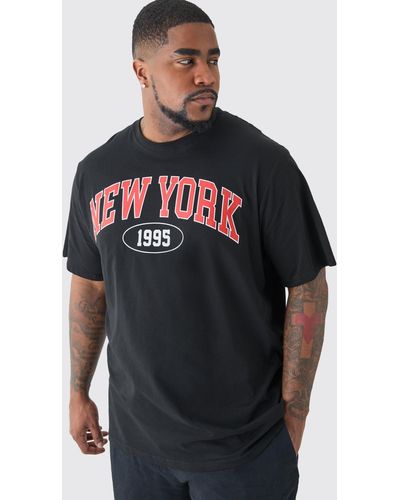 BoohooMAN Plus New York Print T-shirt - Black