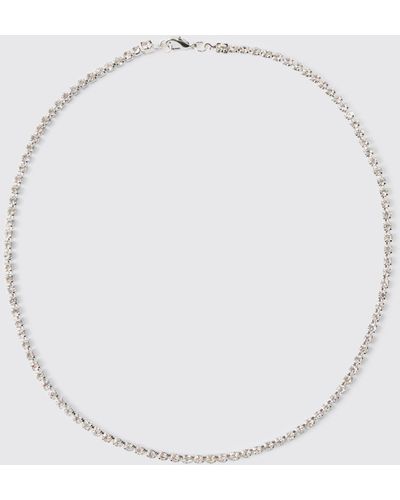 Boohoo Iced Necklace - White