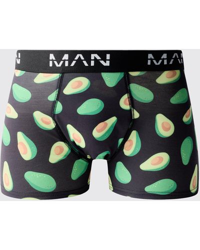 BoohooMAN Man Boxershorts mit Avocado-Print - Grün