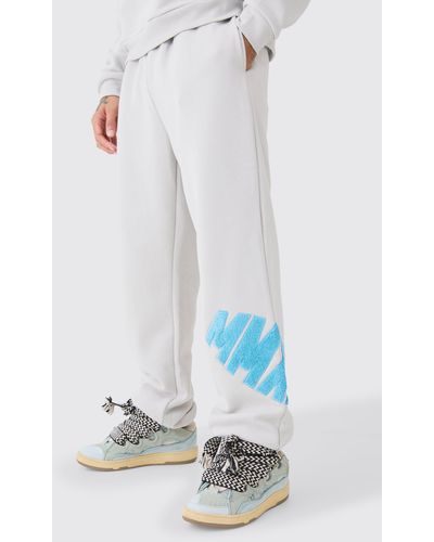 Boohoo Oversized Borg Applique Sweatpants - White
