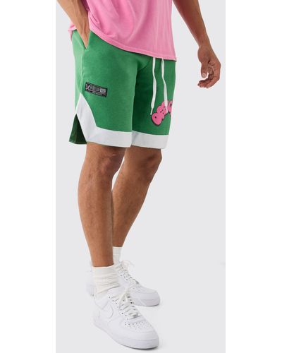 BoohooMAN Official Shoe Lace Basketball Shorts - Green