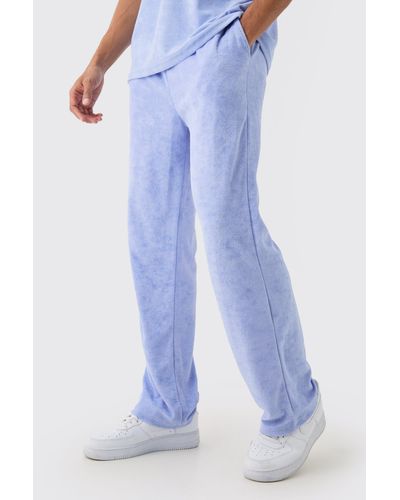 BoohooMAN Relaxed Fit Towelling Joggers - Blue