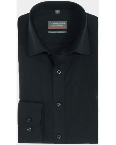 COMMANDER Business Hemd Lange Mouw Nos-cityhemd Body Fit 1/1 Arm - Zwart