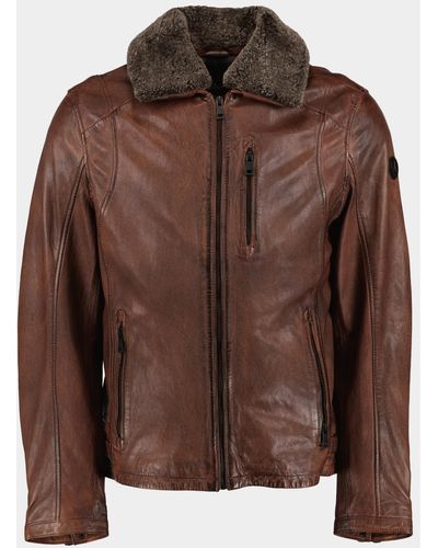 Donders 1860 Lederen Jack Leather Jacket - Bruin