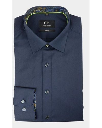 COMMANDER Business Hemd Lange Mouw Cityhemd Body Fit 1/1 Arm - Blauw