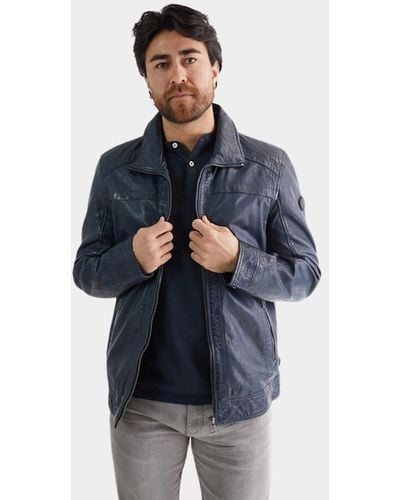 Donders 1860 Lederen Jack Leather Jacket - Blauw