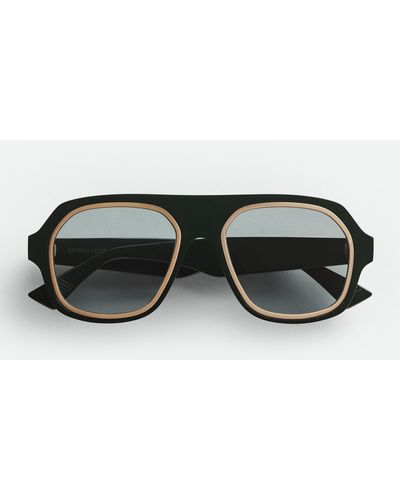 Bottega Veneta Rim Sonnenbrille In Pilotenform - Schwarz