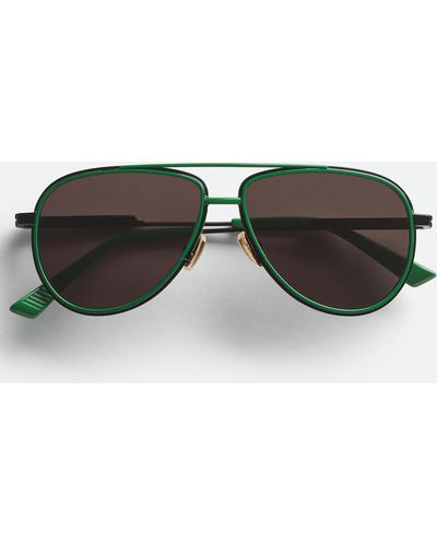 Bottega Veneta Rim Aviator Sunglasses - Green