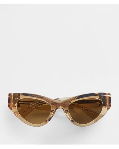 Bottega Veneta Angle Acetate Cat Eye Sunglasses - Brown