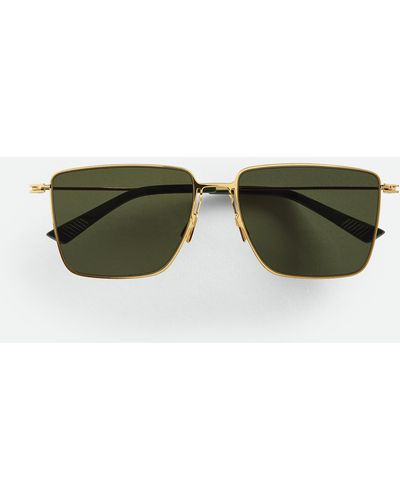 Bottega Veneta Ultrathin Metal Rectangular Sunglasses - Green