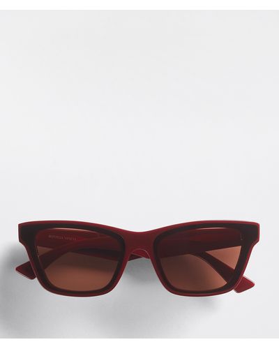 Bottega Veneta Classic Eckige Sonnenbrille Aus Azetat - Rot