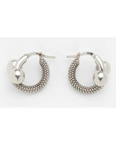 Bottega Veneta Intreccio Hoop Earrings - White